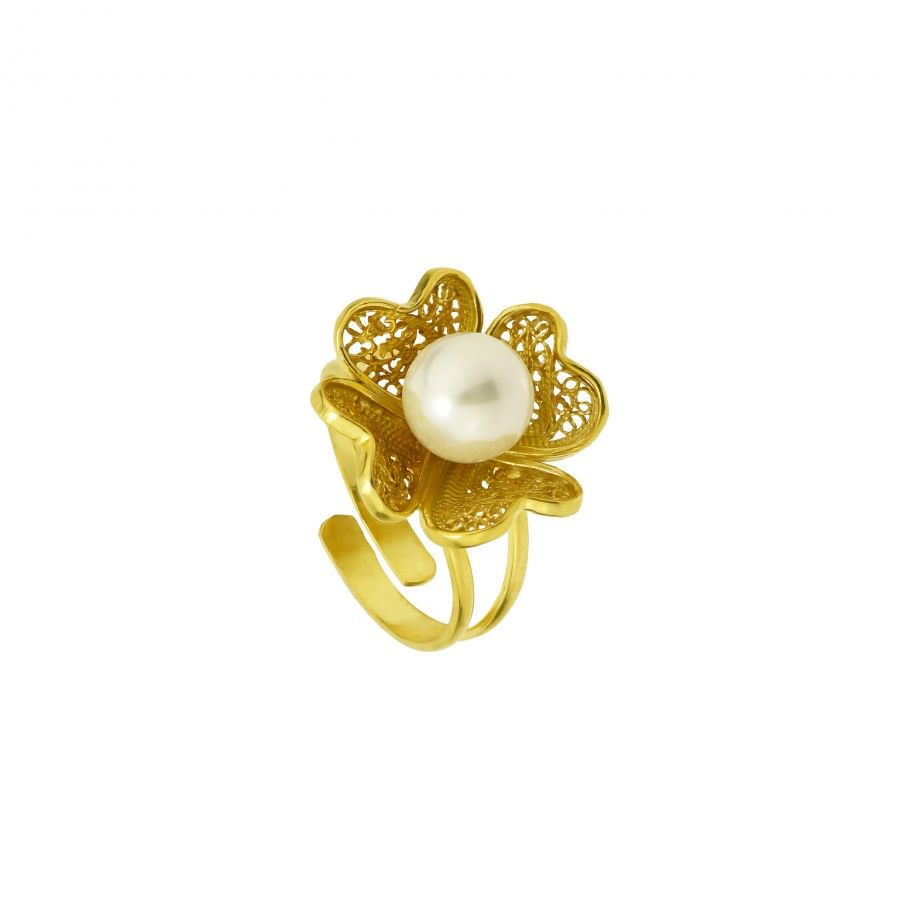 Anel Trevo Filigrana ajustável | Prata 925 | Topázio