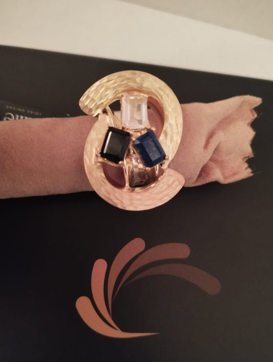 Anel Splendeur | Prata 925 Banho Ouro 8 Mícrons Zircónias Pedra Colorida | Elite