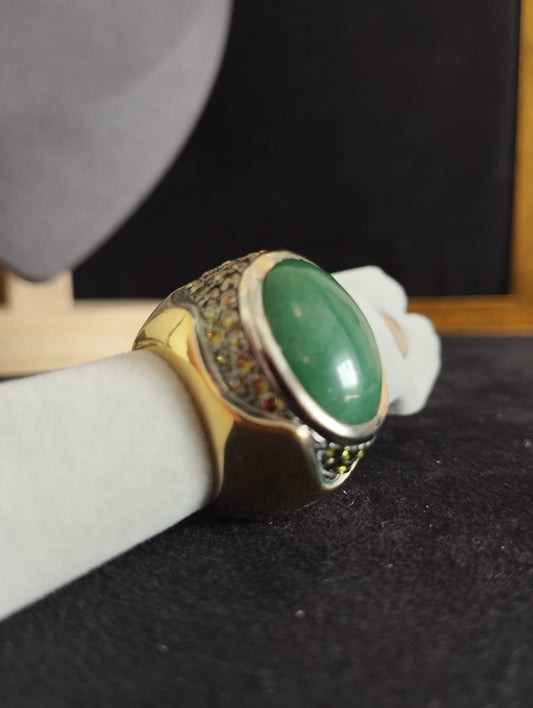 Anel Aurelia | Prata 925 Banho Ouro 8 Mícrons Zircónias Pedra Colorida | Elite