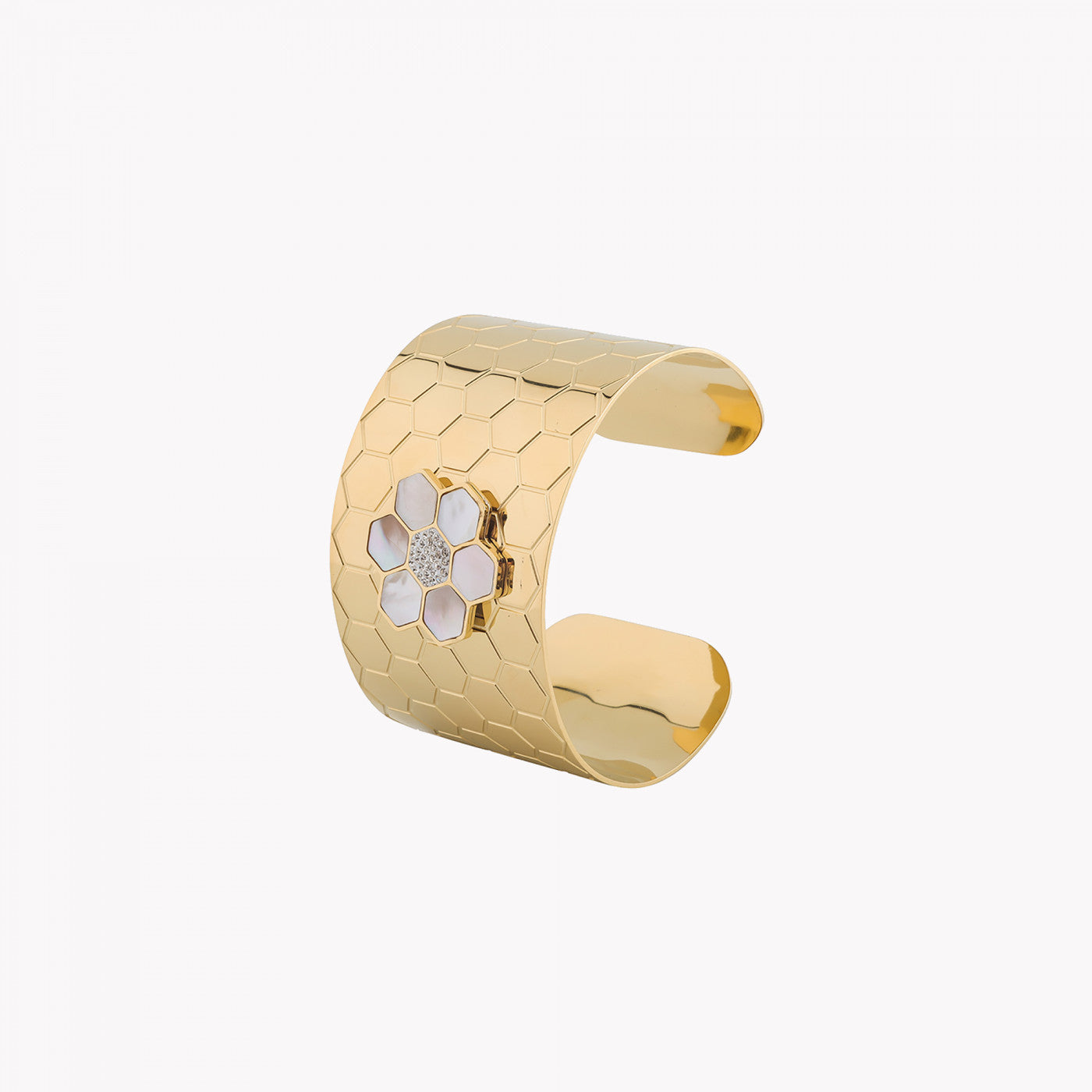 Pulseira Rígida Motivo Floral | Aço Inoxidável | Coleção Stellara