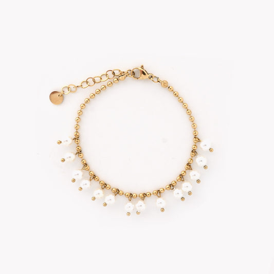 Pulseira Pendentes Pérolas | Aço Inoxidável | Coleção Stellara