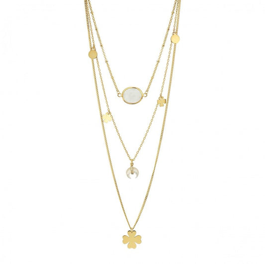 Colar Triplo Trevo - Dourado Carmo Joalheiros