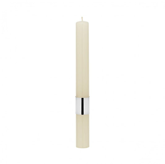 vela de batismo personalizada Topazio 1874 vela alta creme com anel prateado para cerimonia