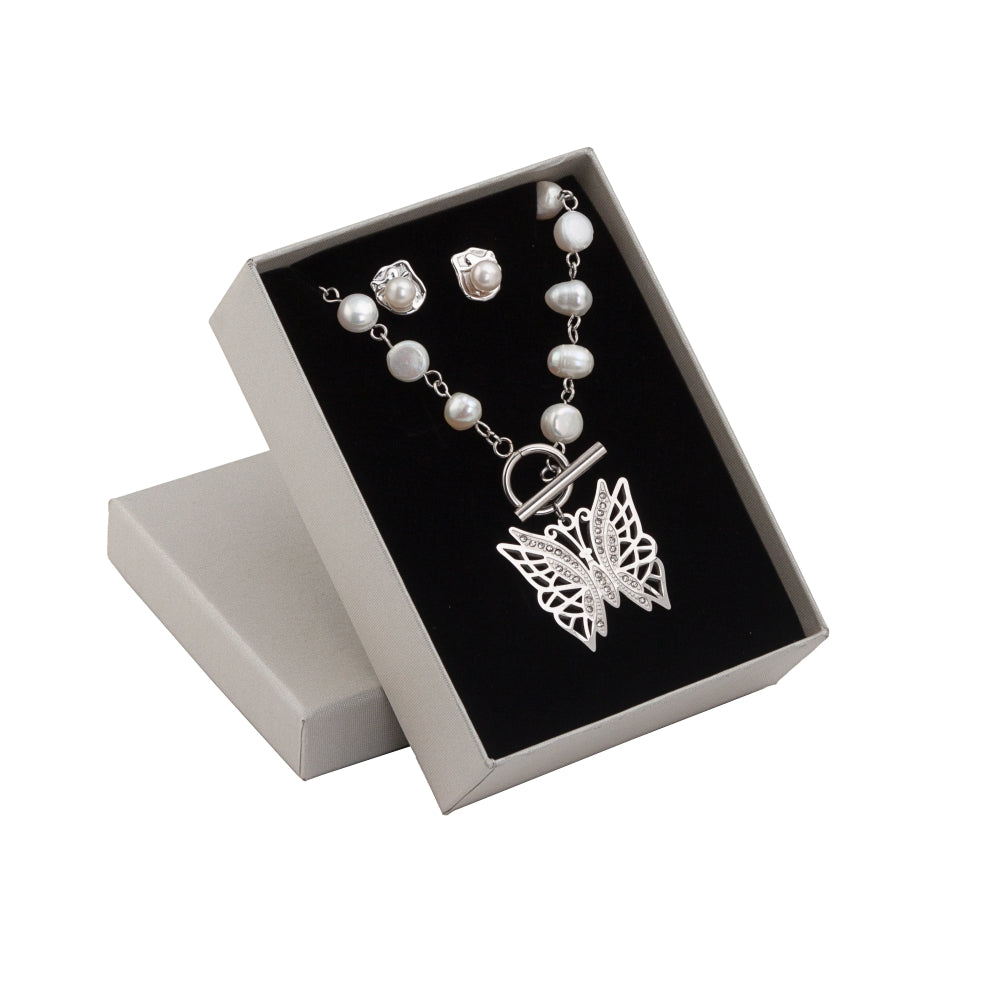 Conjunto 2 Peças Borboleta e Pérola | Aço Inoxidável | Coleção Stellara