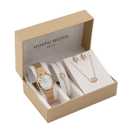 Conjunto 4 Peças Pérolas 3 Gosto Muito de Ti | Aço Inoxidável | Stellara