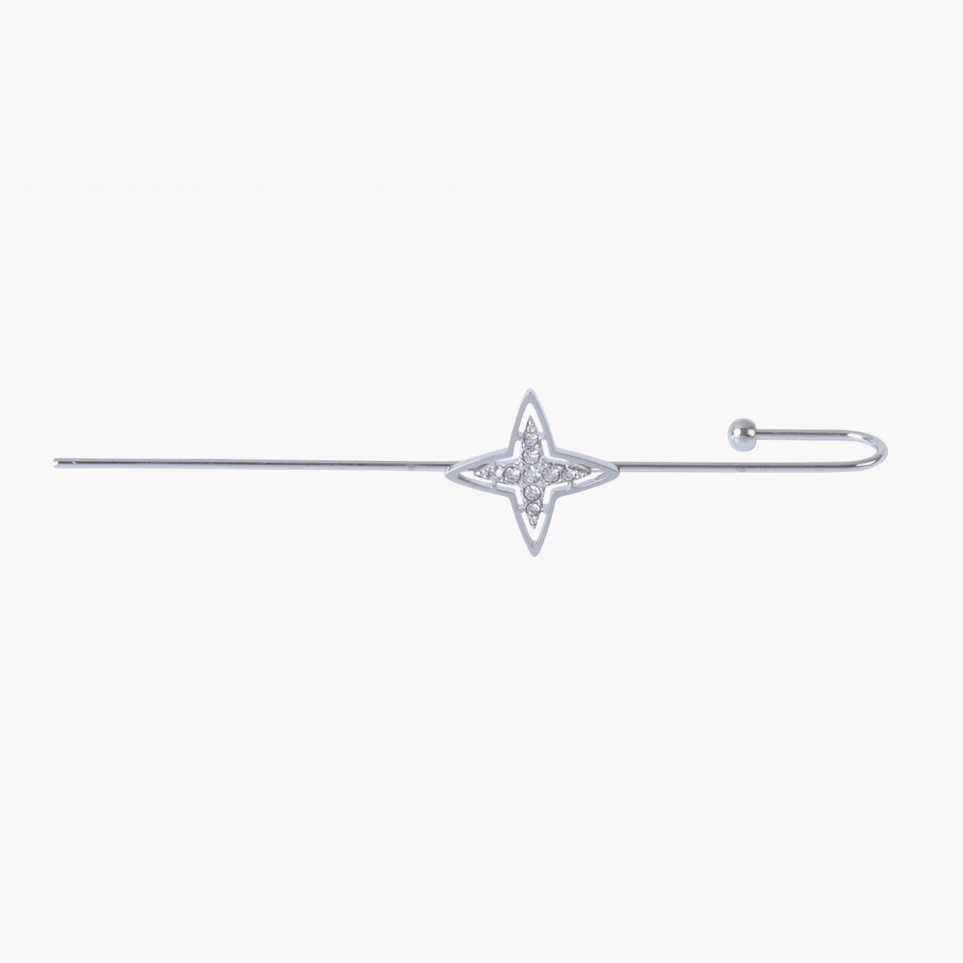 brinco ear cuff estrela aço inox da Carmo Joalheiros com estrela cravejada e haste alongada