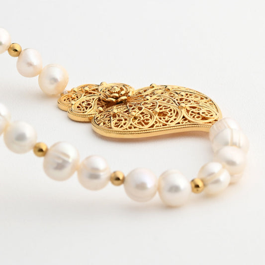 Colar Pérolas Coração de Viana | Aço Inoxidável | Coleção Stellara