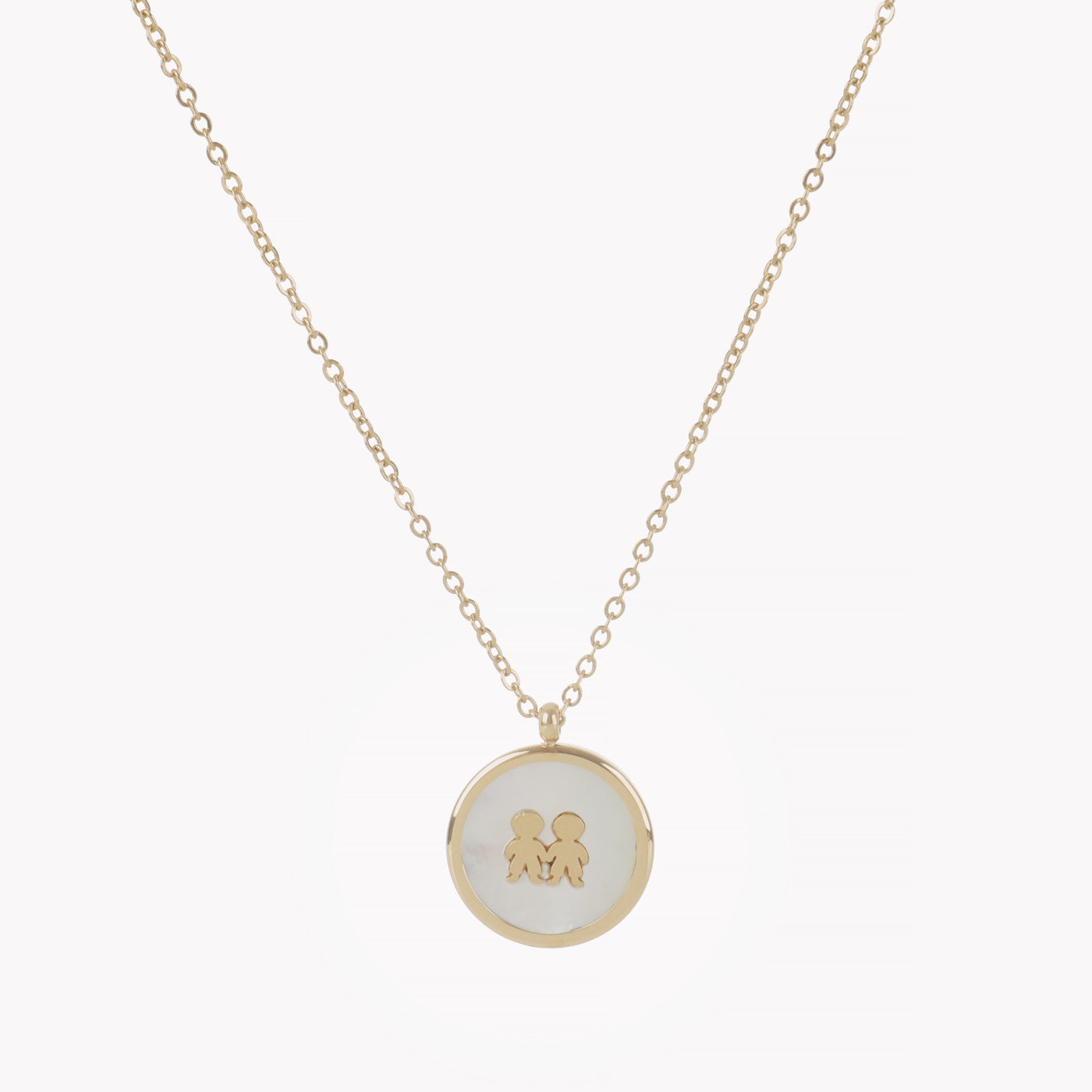 Colar Madrepérola e Dois Meninos | Aço Inoxidável | Coleção Stellara