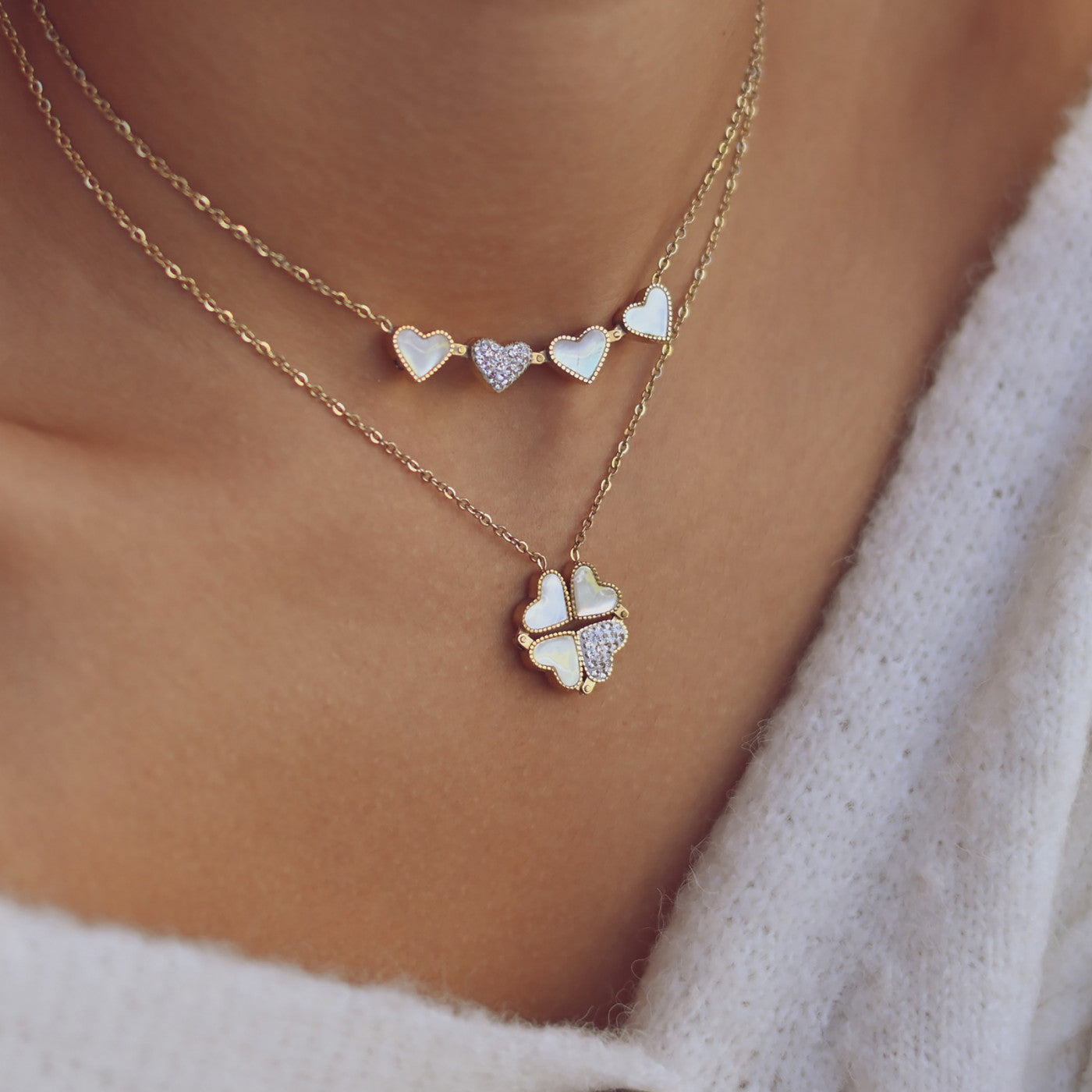 Colar Trevo e Coração 2 em 1 | Aço Inoxidável | Coleção Stellara