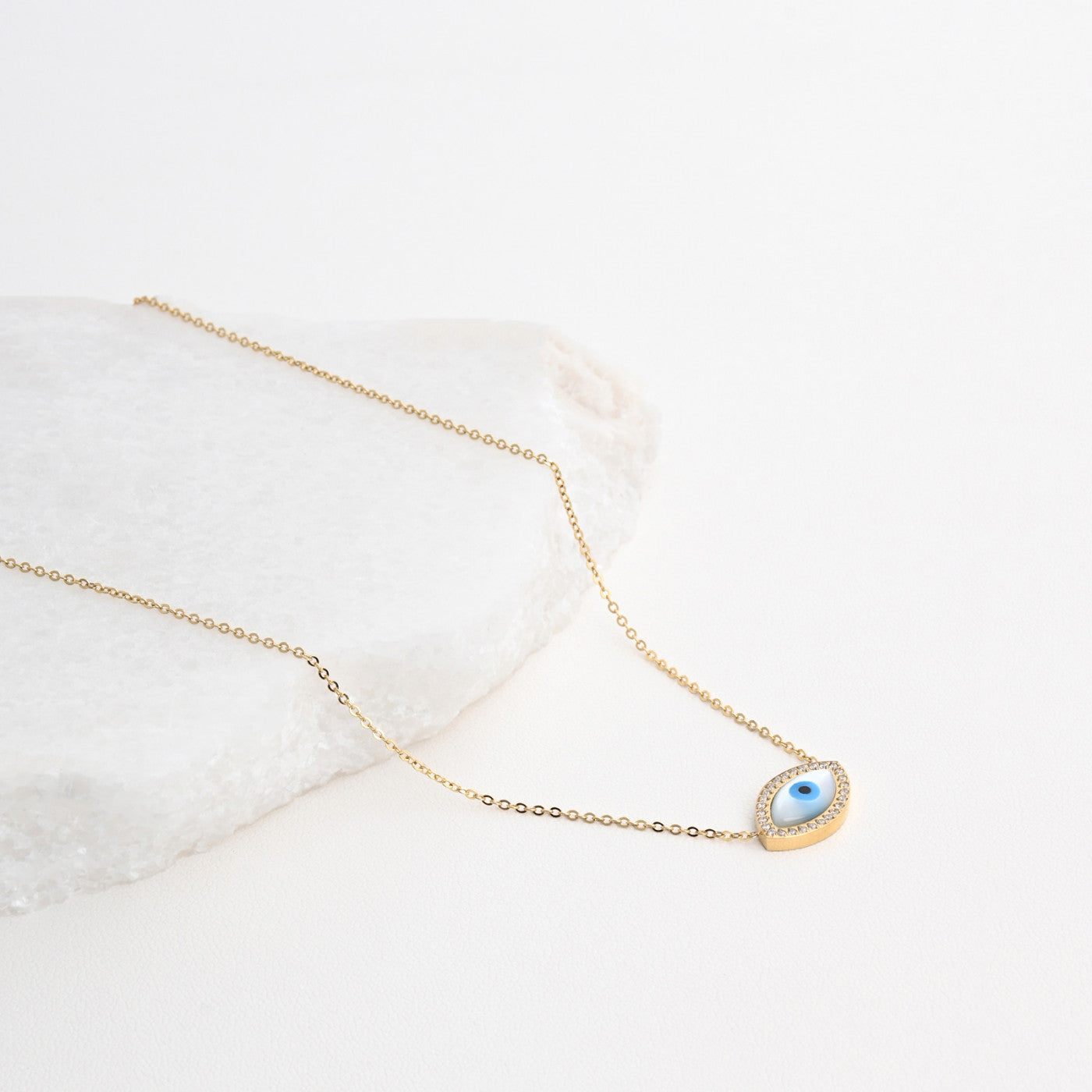 Colar Olho Turco com Madrepérola | Aço Inoxidável | Coleção Stellara