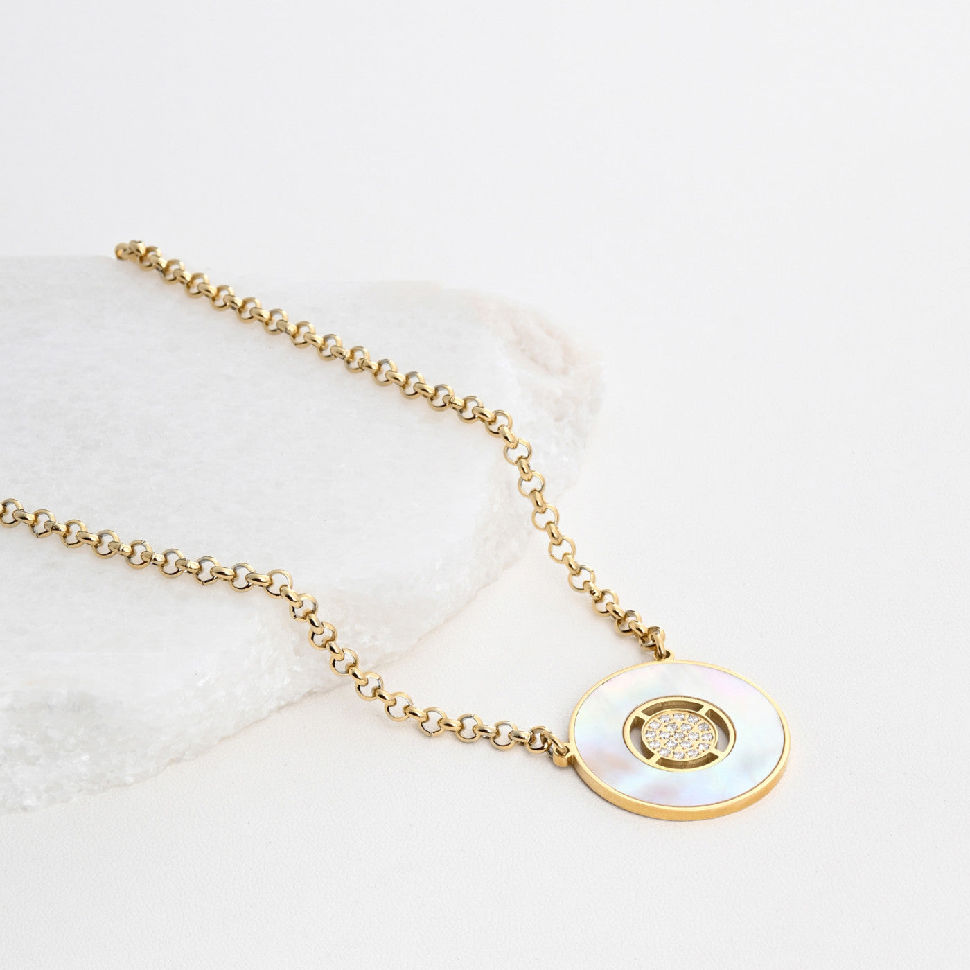 Colar com Madrepérola e Zircónias | Aço Inoxidável | Coleção Stellara