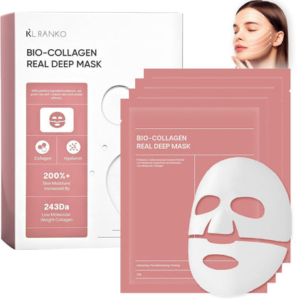 BIO COLLAGEN Máscara Profunda Overnight 4 Peças | Hidratação Anti-Rugas | Cosmética