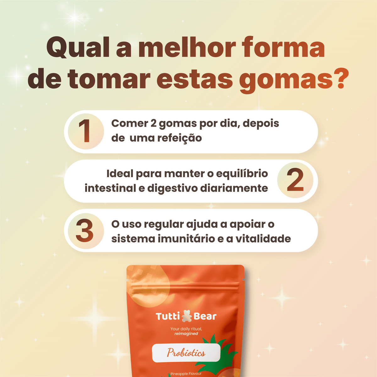 TUTTI BEAR Gomas Probióticas – Ananás | 60 Gummies