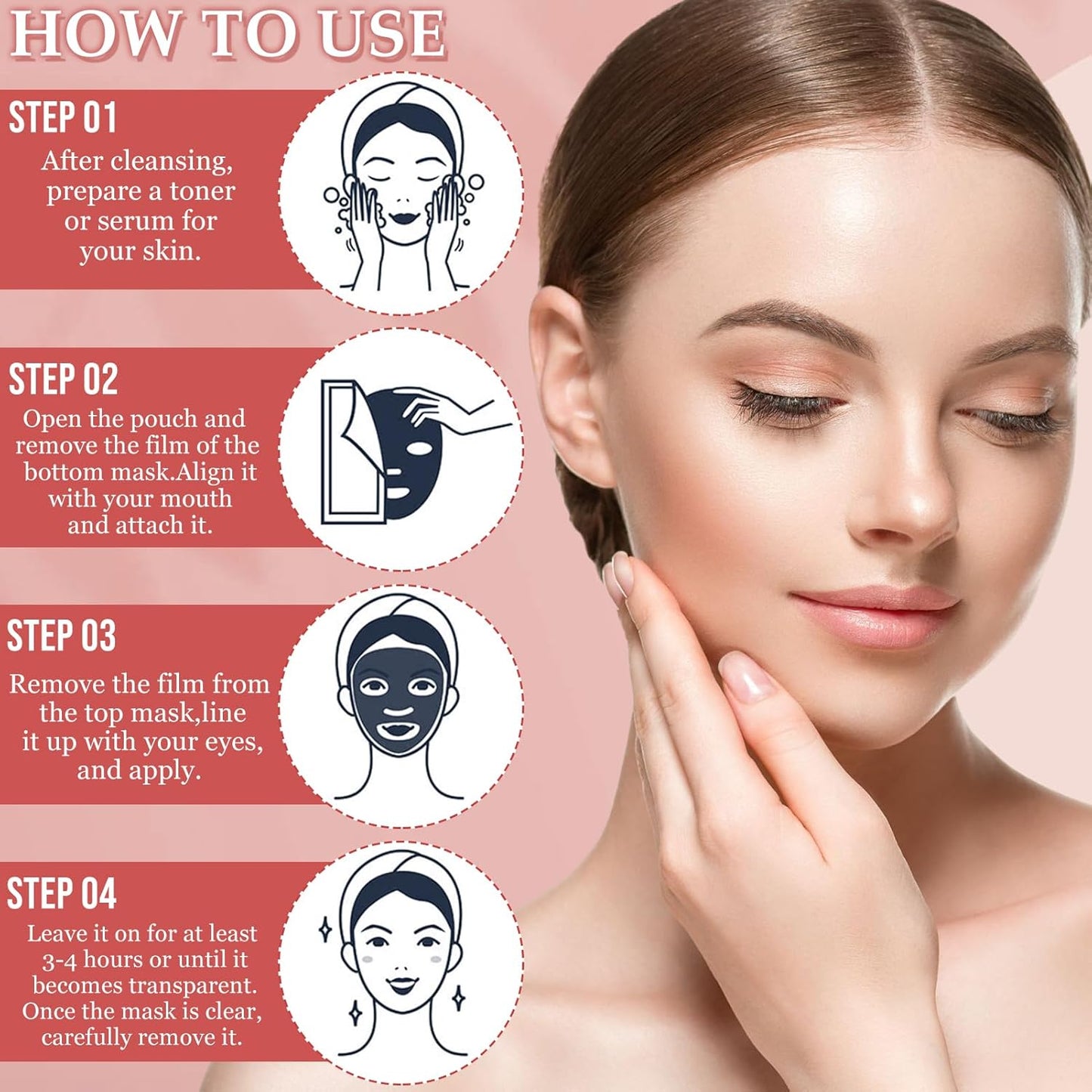 BIO COLLAGEN Máscara Profunda Overnight 4 Peças | Hidratação Anti-Rugas | Cosmética