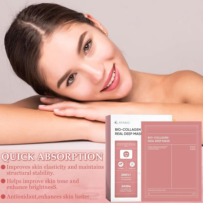 BIO COLLAGEN Máscara Profunda Overnight 4 Peças | Hidratação Anti-Rugas | Cosmética