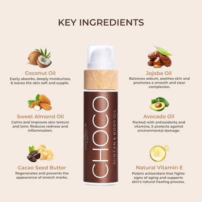 COCOSOLIS Choco | Acelerador de Bronzeado com Vitamina E | Óleo Bio 110ml