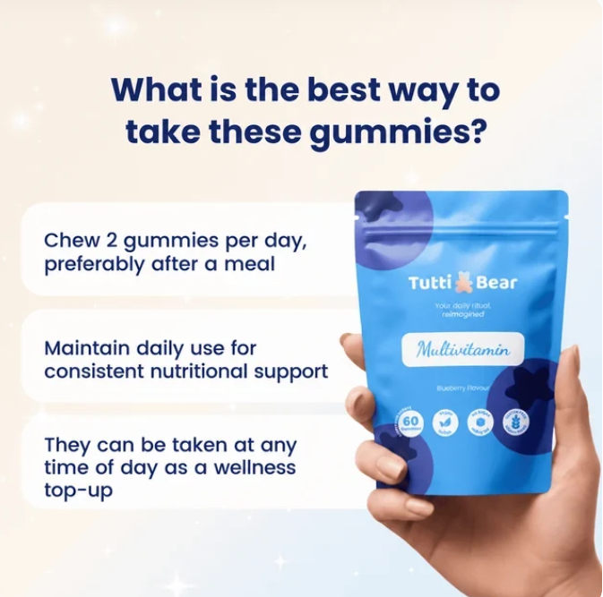 TUTTI BEAR Gomas Multivitamínicas para Adultos – Mirtilo | 60 Gummies
