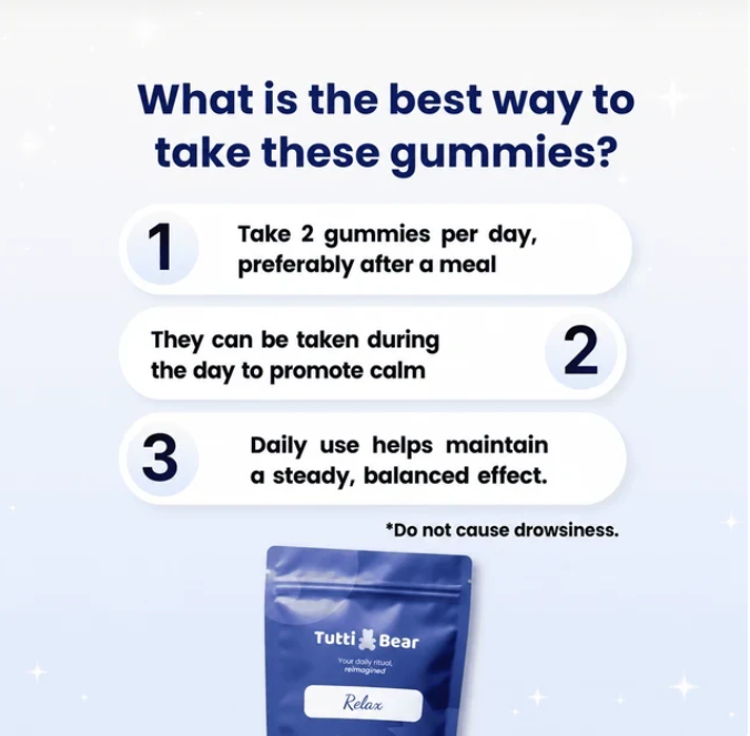 TUTTI BEAR Gomas Stress & Relax – Frutos Vermelhos | 60 Gummies