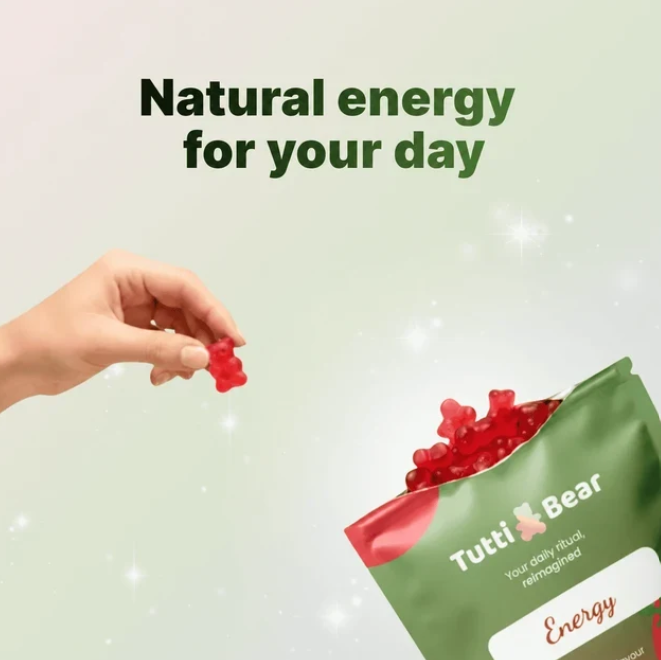 TUTTI BEAR Gomas de Energia com Guaraná – Guaraná | 60 Gummies