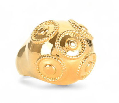 Anel Bola de Viana | Aço Inoxidável Dourado | Alma de Portugal