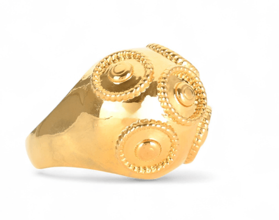 Anel Bola de Viana | Aço Inoxidável Dourado | Alma de Portugal