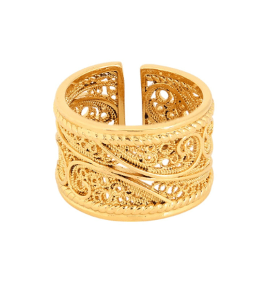 Anel Ajustável Coração de Viana | Aço Inoxidável Dourado | Alma de Portugal