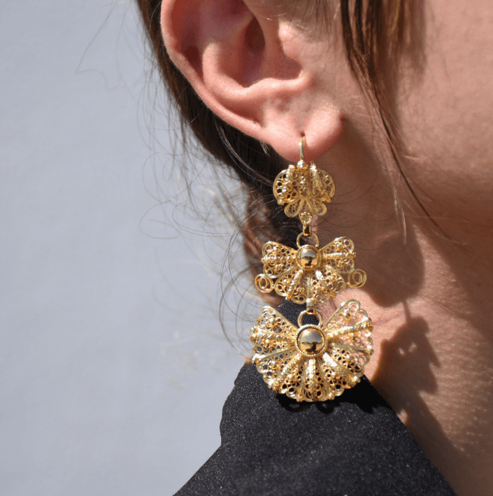 Brincos Laço Tradicional | Aço Inoxidável Dourado | Alma de Portugal