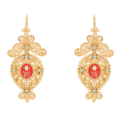 Brincos Custódia | Aço Inoxidável Dourado | Alma de Portugal