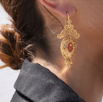 Brincos Custódia | Aço Inoxidável Dourado | Alma de Portugal