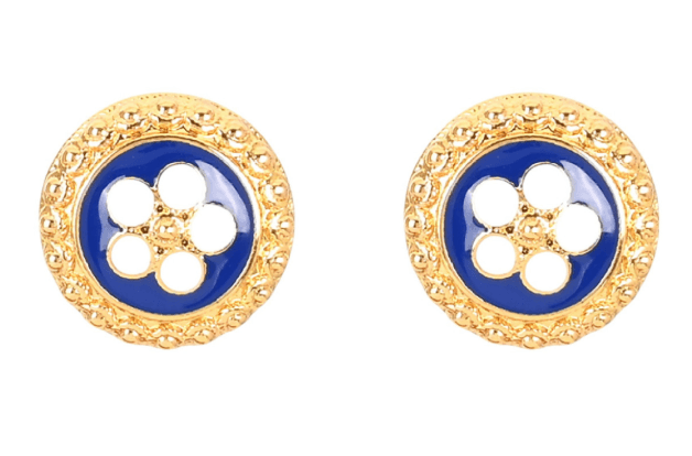 Brincos Flor Azul Tradicional | Aço Inoxidável Banho Ouro | Alma de Portugal