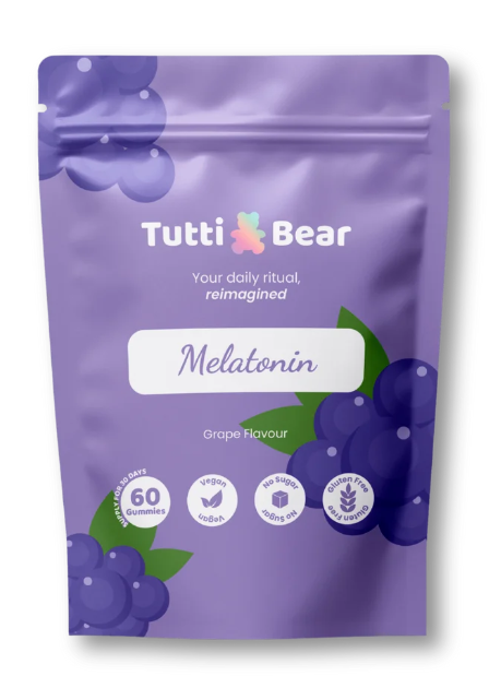 TUTTI BEAR Gomas Melatonina para Dormir Bem – Uva | 60 Gummies