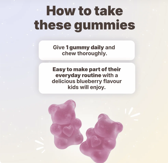 TUTTI BEAR Gomas de Magnésio para Crianças – Mirtilo | 30 Gummies