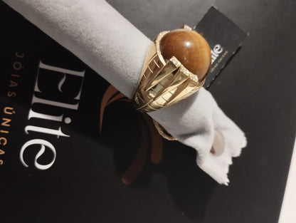 Anel Améthyste Statement | Prata 925 Banho Ouro 8 Mícrons Ametista Zircónias | Elite