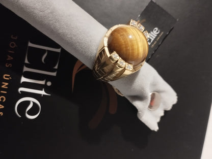 Anel Améthyste Statement | Prata 925 Banho Ouro 8 Mícrons Ametista Zircónias | Elite