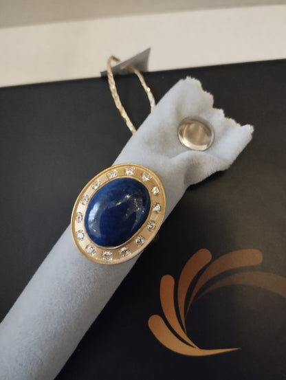 Anel Azur | Prata 925 Banho Ouro 8 Mícrons Zircónias Lápis Lazúli | Elite