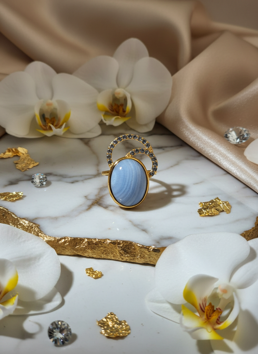 Anel Elite Moon Acquamarina - Luxo Celestial