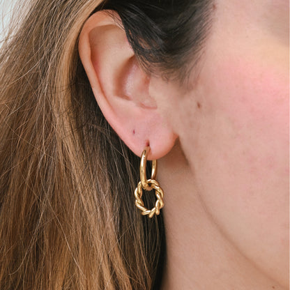 Brincos Argolas Dupla Entrelaçadas | Aço Inoxidável | Coleção Stellara