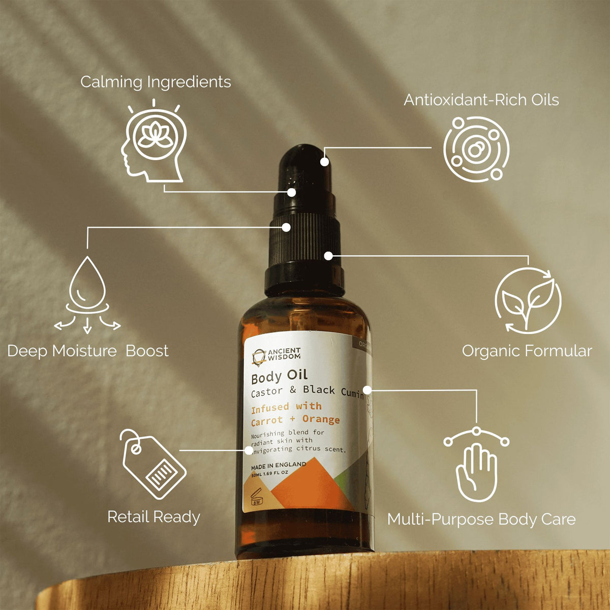 Óleo Corporal Biológico de Cenoura e Laranja - 50 ml