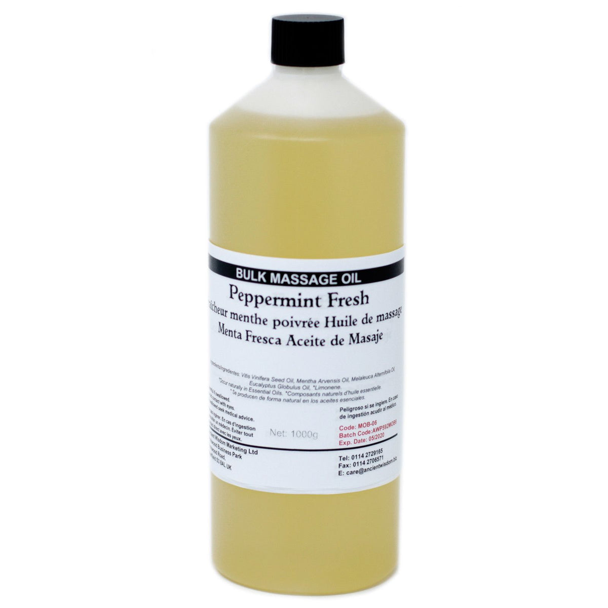 Óleo de Massagem Fresco de Hortelã-Pimenta e Eucalipto – 1 kg | Ancient Wisdom