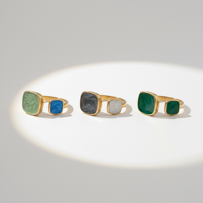 Banner Anel em aço aberto geométrico quadrado ajustável