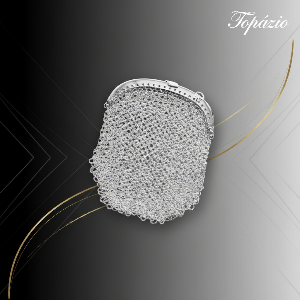 Banner Bolsa em Cota de Malha Prata Elegante - Topázio