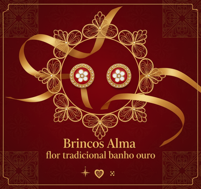 Banner Brincos Alma flor tradicional banho ouro