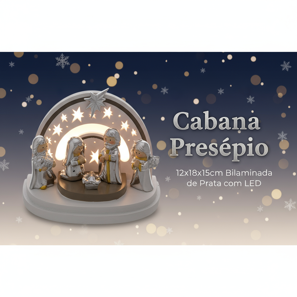 Banner Cabana Presépio 12x18x15cm - Redes Sociais