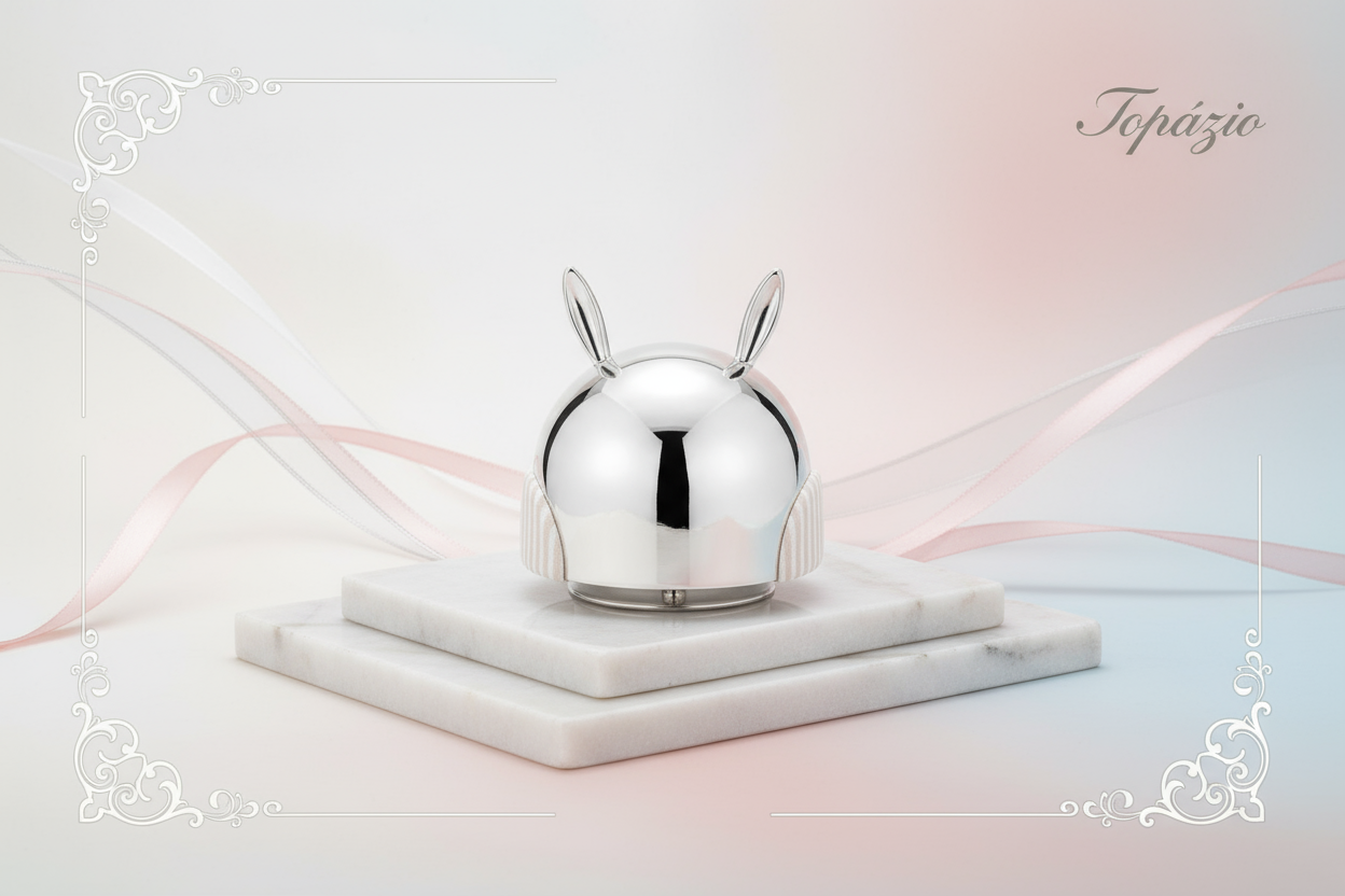 Banner Caixa de Lembrança Bebê Coelho Prata - Topázio