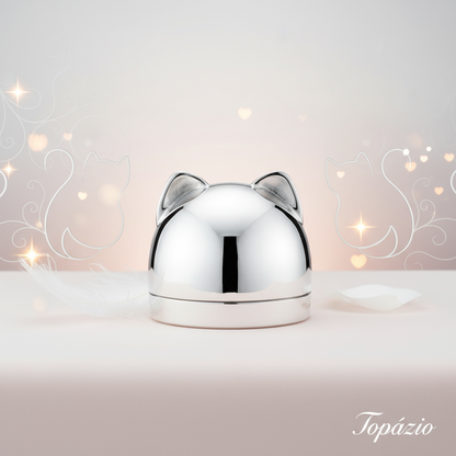 Banner Caixa Lembrança Bebé Gato em Prata - Topázio