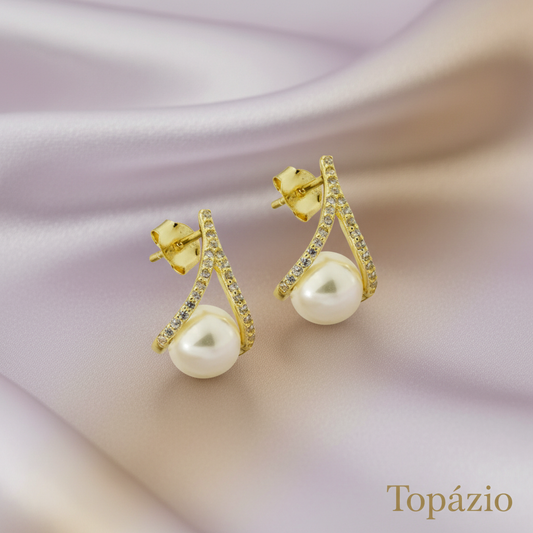 Banner Carmo Joalheiros - Brincos Dourados com Pérola