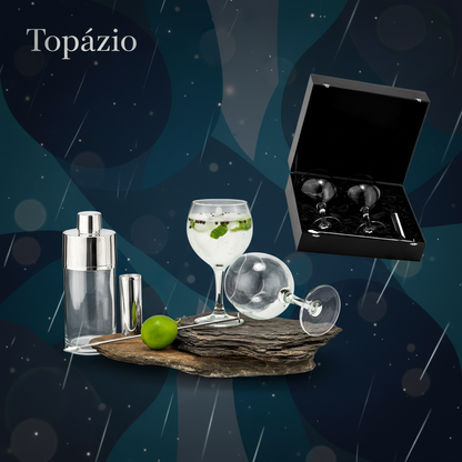 Banner Carmo Joalheiros conjunto de gin premium: copos e shaker