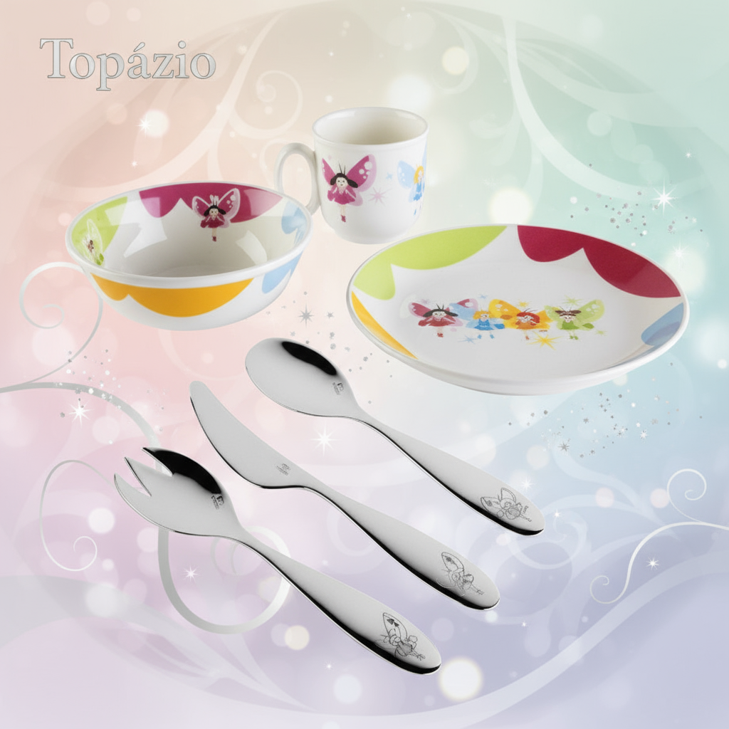 Banner Carmo Joalheiros conjunto de mesa infantil fadas 5 peças