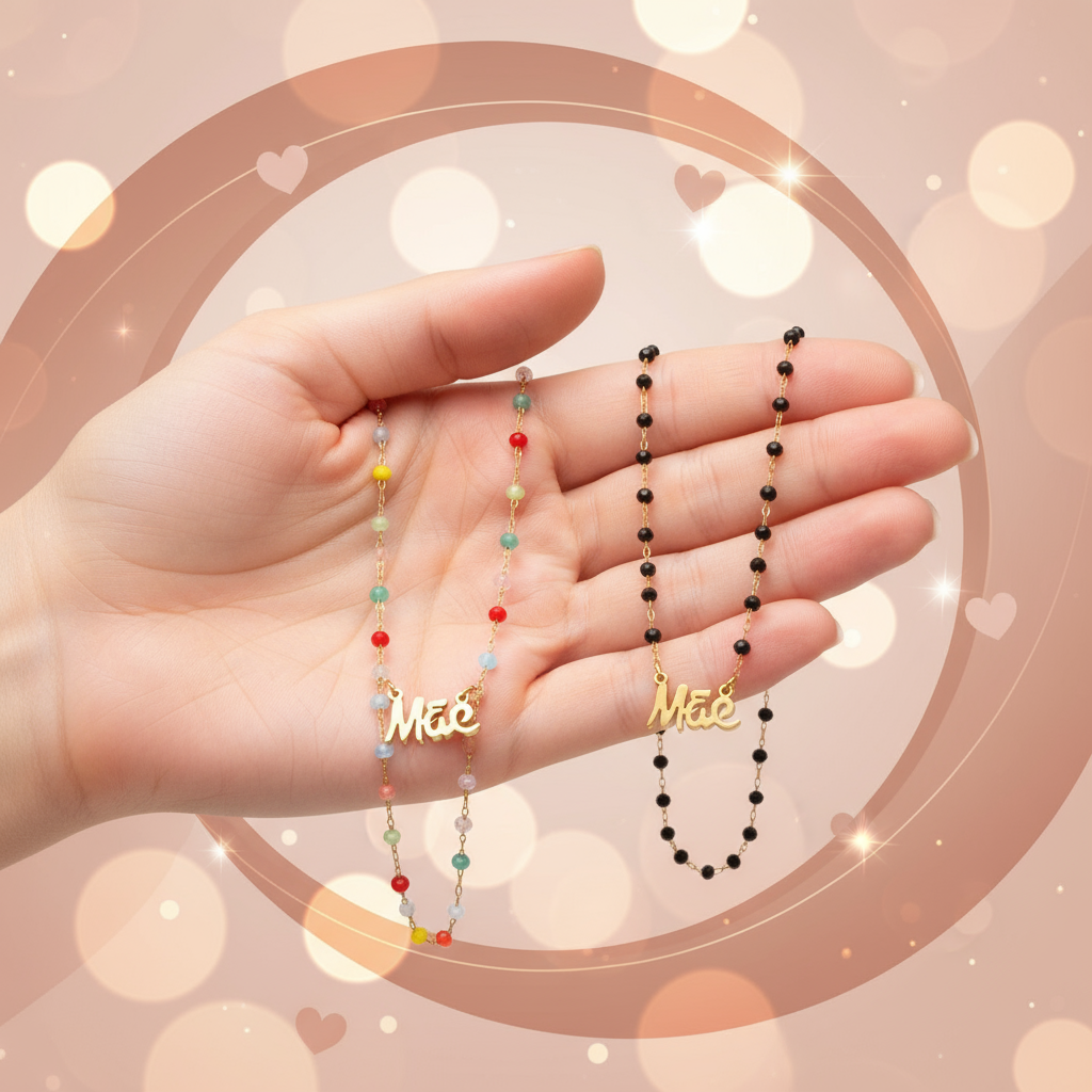 Banner Colar de aço palavra - MÃE