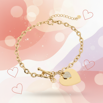 Banner Colar em aço com elos e coração - uma opção